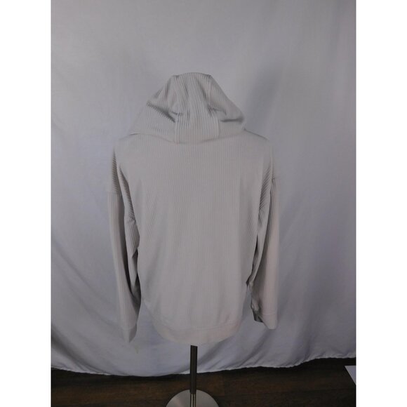 Avia Medium Beige Ribbed Pullover Hoodie Crossover Hood Witchcore - Picture 5 of 12
